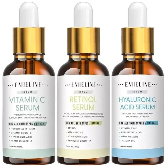 Emieline Vitamin C + Retinol + Hyaluronic Acid Facial Serum (Exp 10/05/24) - Picture 1 of 6